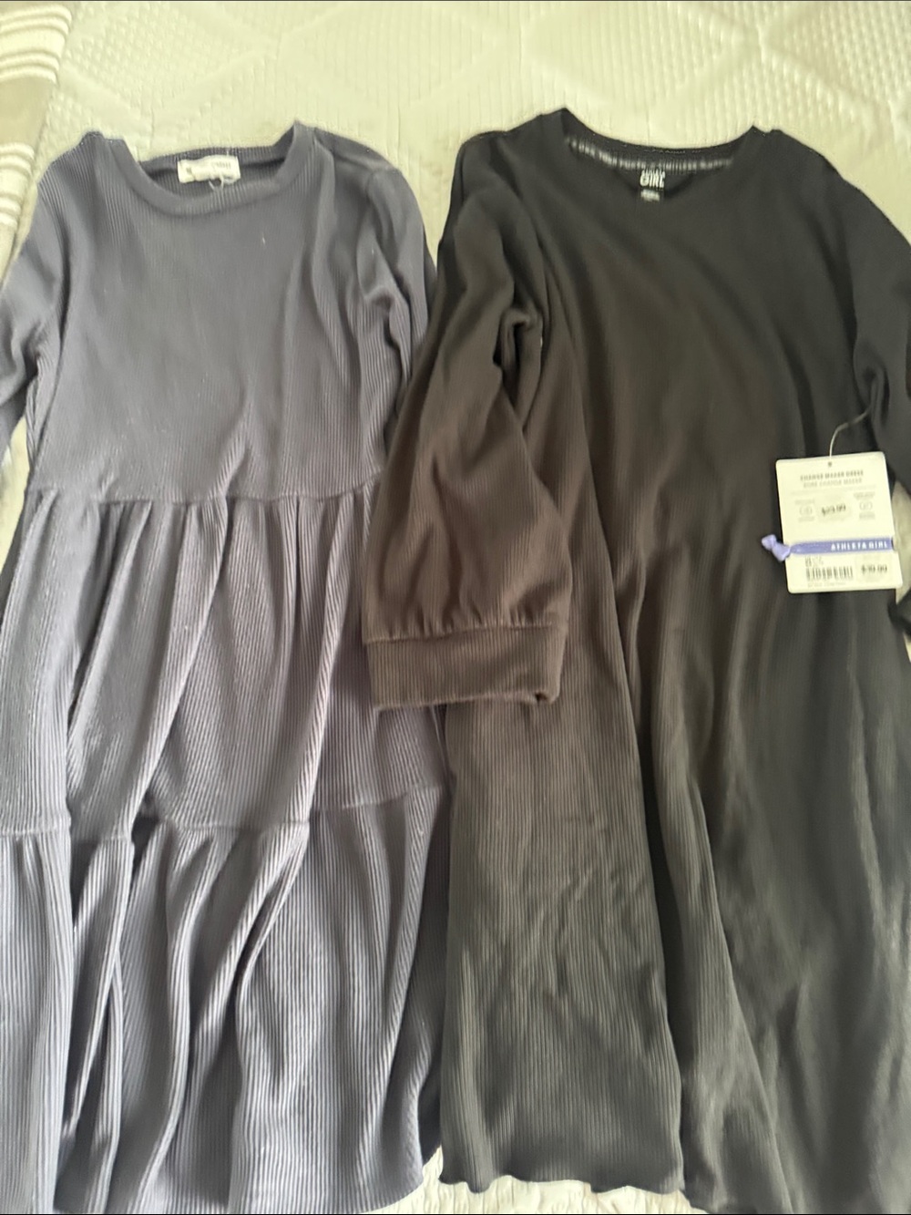 Ribbed Knit Tiered Dress — Lavender & Black